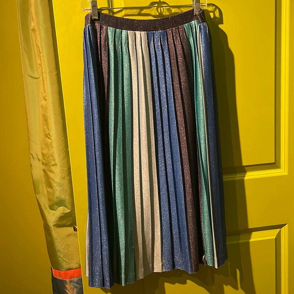 Anthropologie sparkly blue midi skirt size M